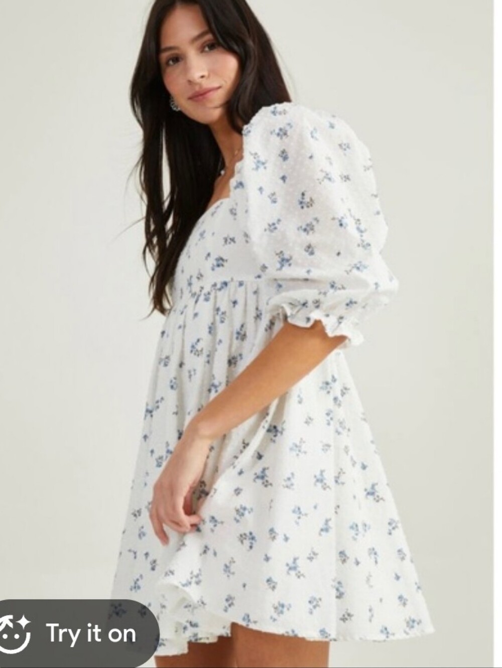 Altar'd State Victoria Babydoll Floral Print and Puff Sleeves S